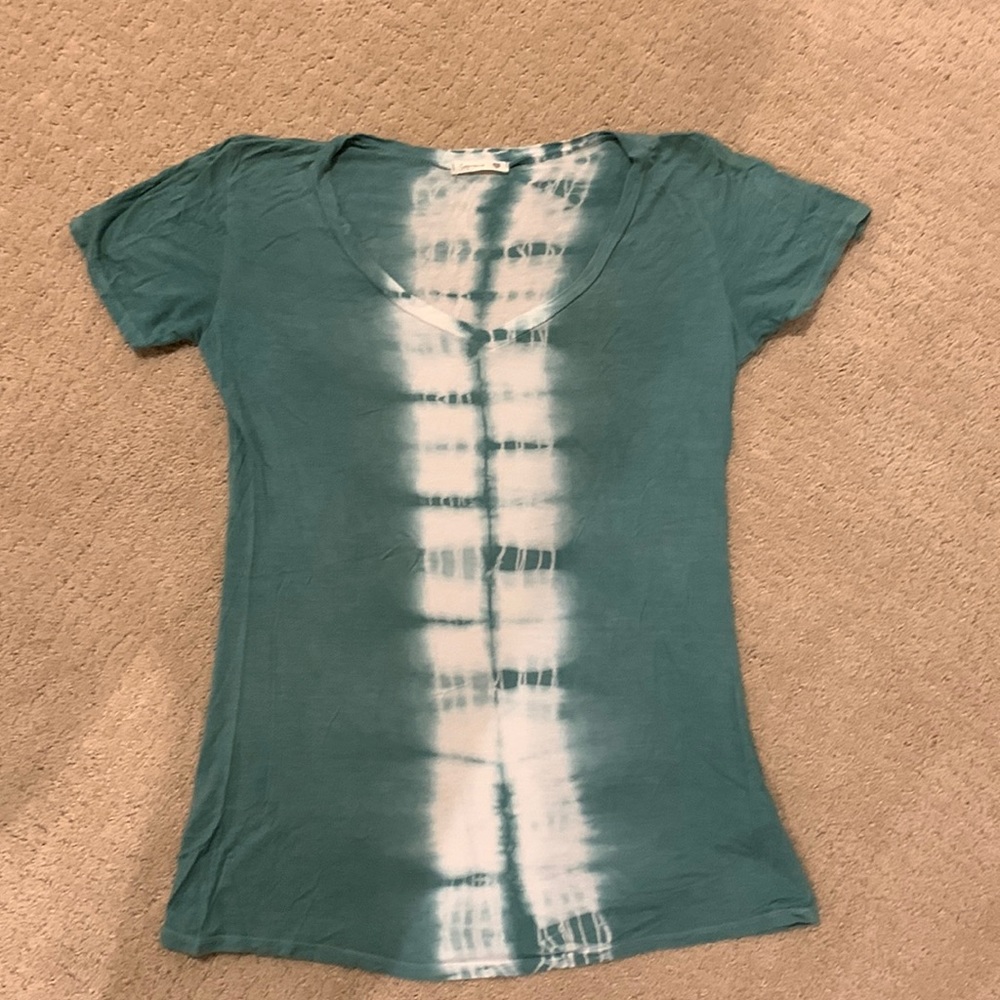 Soprano Tie Dye Green and White Slim Fit Shirt